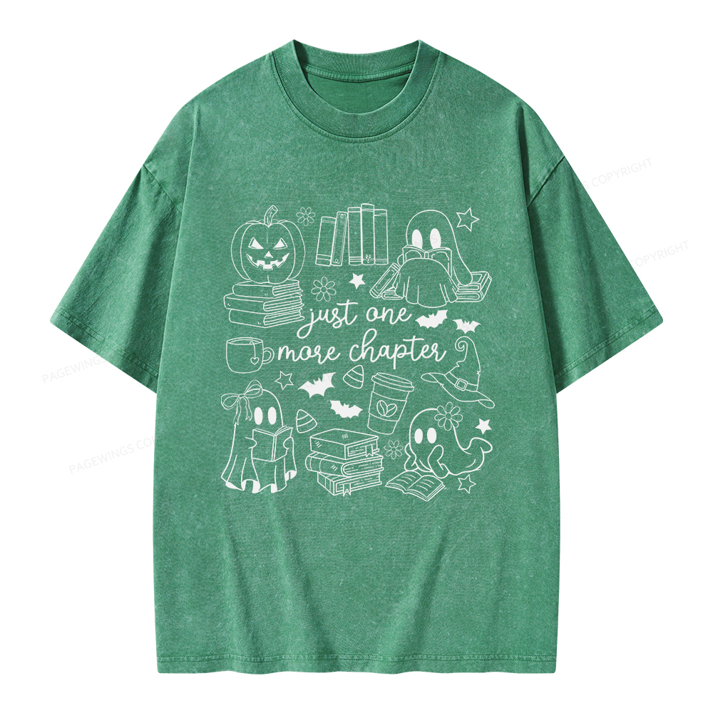 Pagewings Just One More Chapter Ghost Books Unisex Washed T-shirt