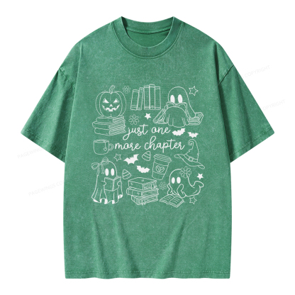 Pagewings Just One More Chapter Ghost Books Unisex Washed T-shirt