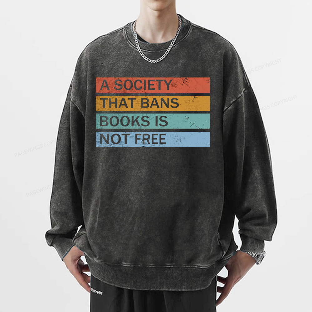 Pagewings Banned Books Shirt, Read Banned Books Unisex Washed Sweatshirt
