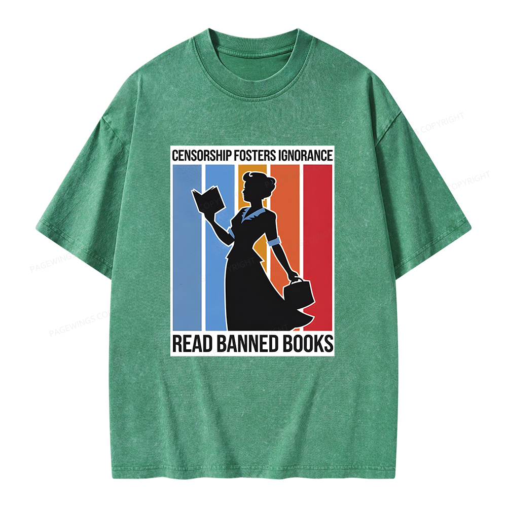 Pagewings Read Banned Books Unisex Washed T-shirt