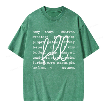 Pagewings Fall Cozy Season Book Lover Unisex Washed T-shirt