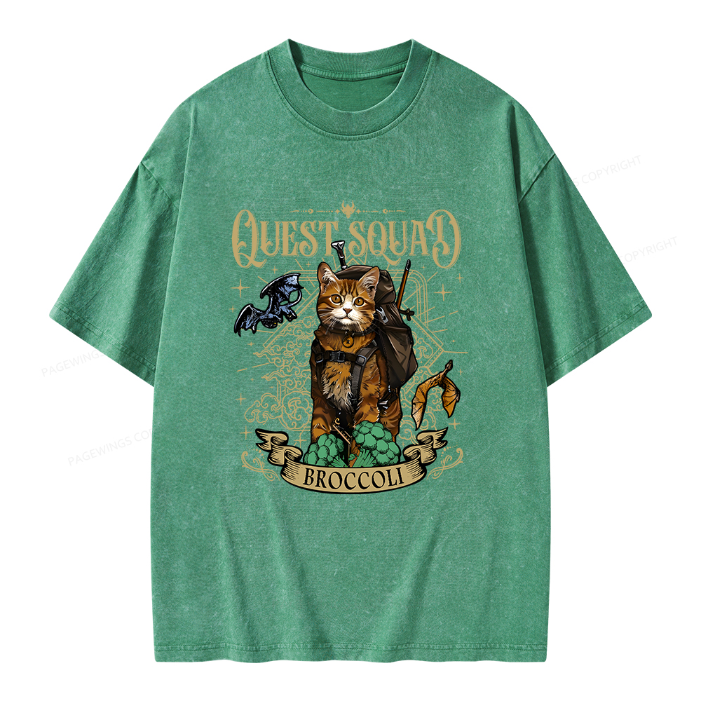 Pagewings Quest Squad Broccoli Unisex Washed T-shirt