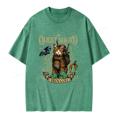 Pagewings Quest Squad Broccoli Unisex Washed T-shirt