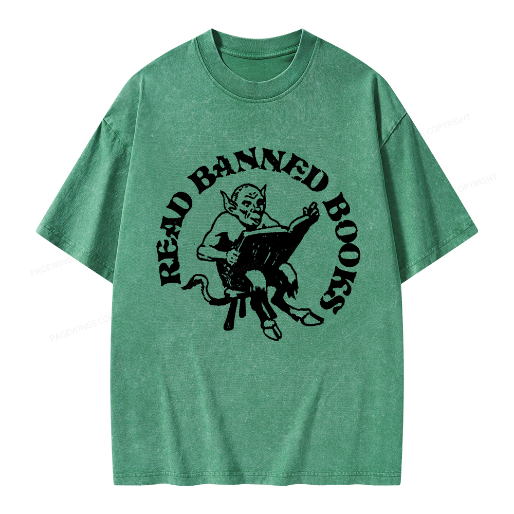 Pagewings Read Banned Books Unisex Washed T-shirt