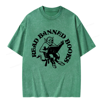Pagewings Read Banned Books Unisex Washed T-shirt