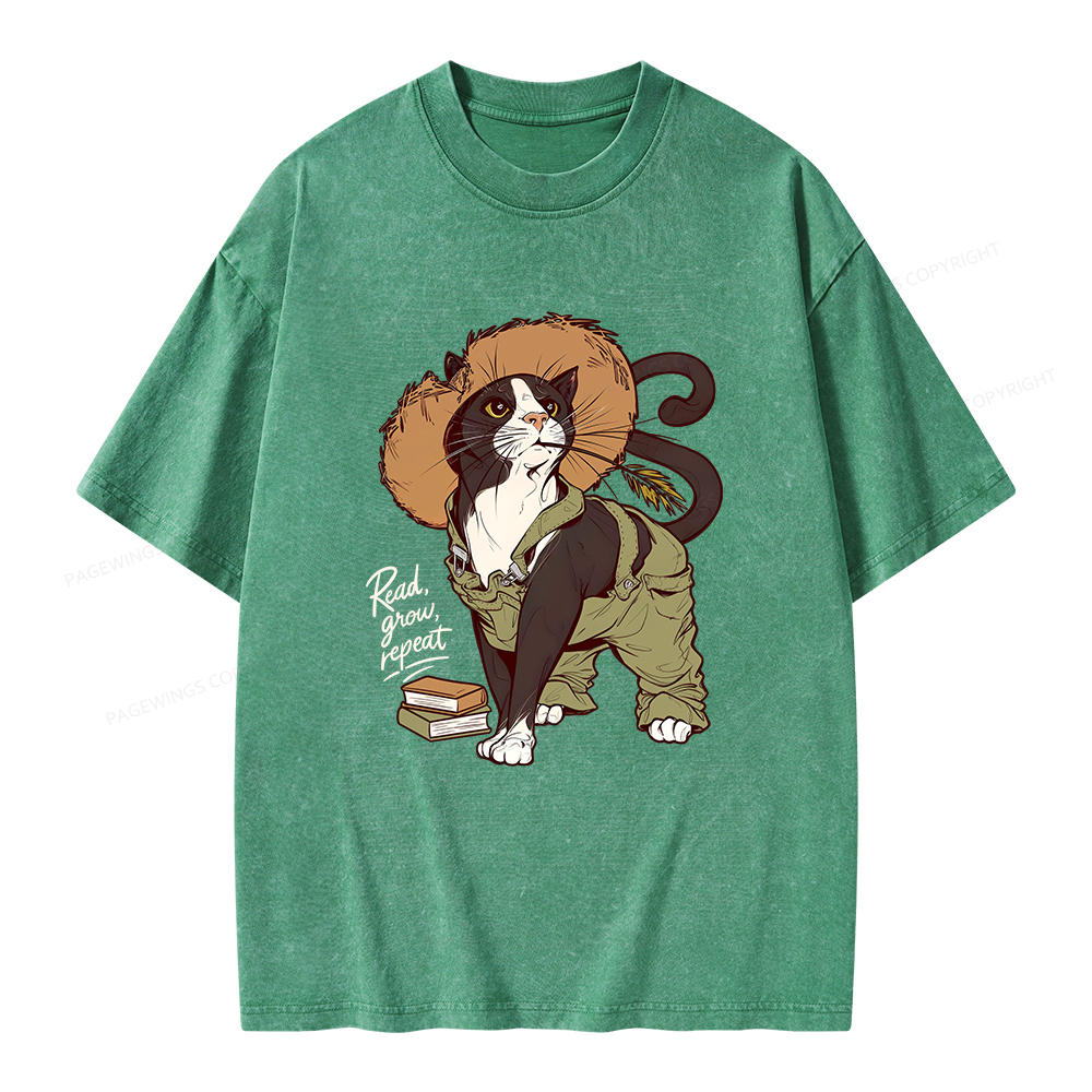 Pagewings Read, Grow Repeat Unisex Washed T-shirt