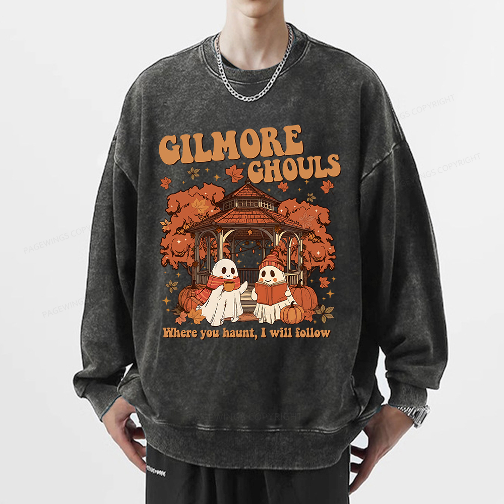Pagewings Gilmore Ghouls Unisex Washed Sweatshirt