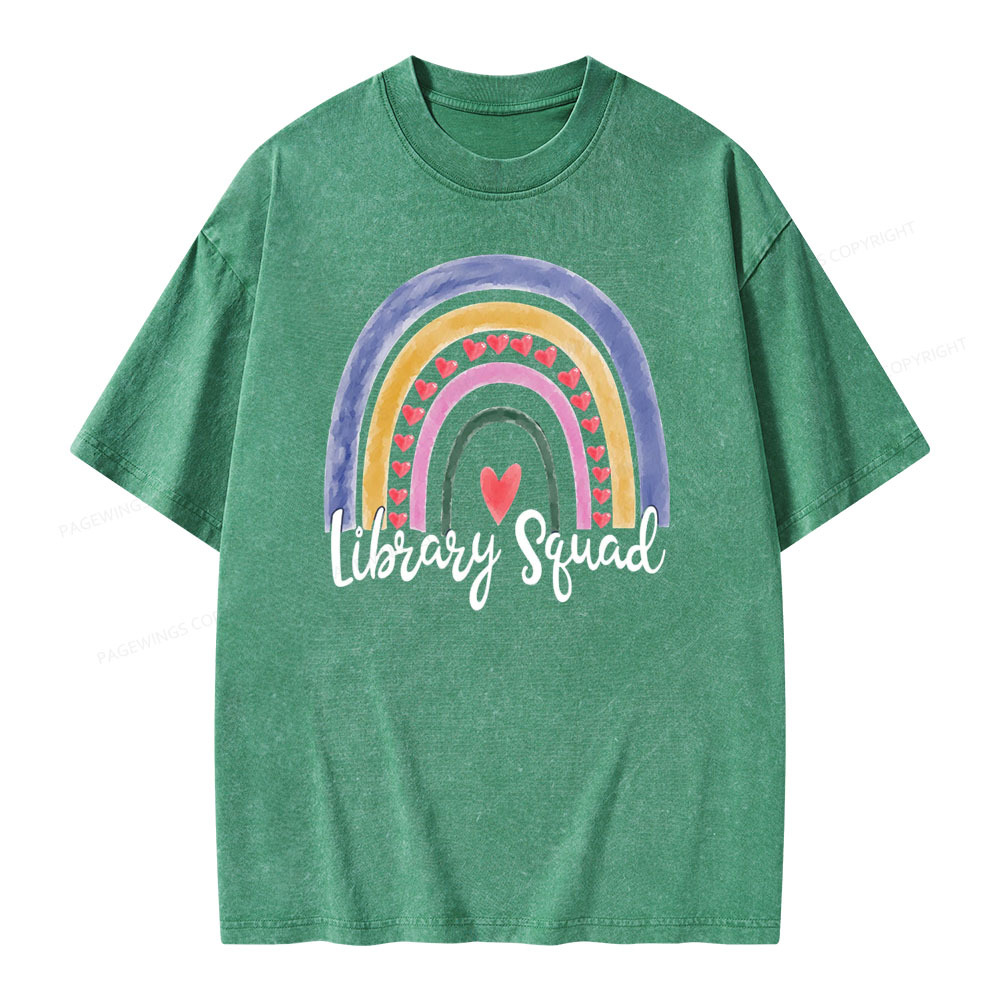 Pagewings Librarian Tee, Library Team Tee, Library Squad Shirt Unisex Washed T-shirt