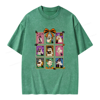 Pagewings Halloween Ghost Unisex Washed T-shirt