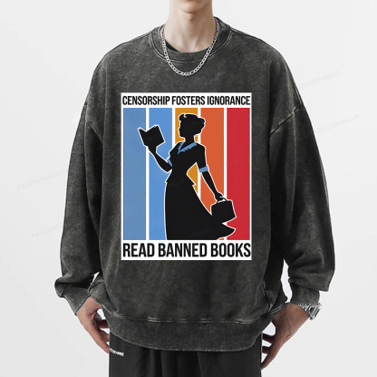 Pagewings Read Banned Books Unisex Washed Sweatshirt