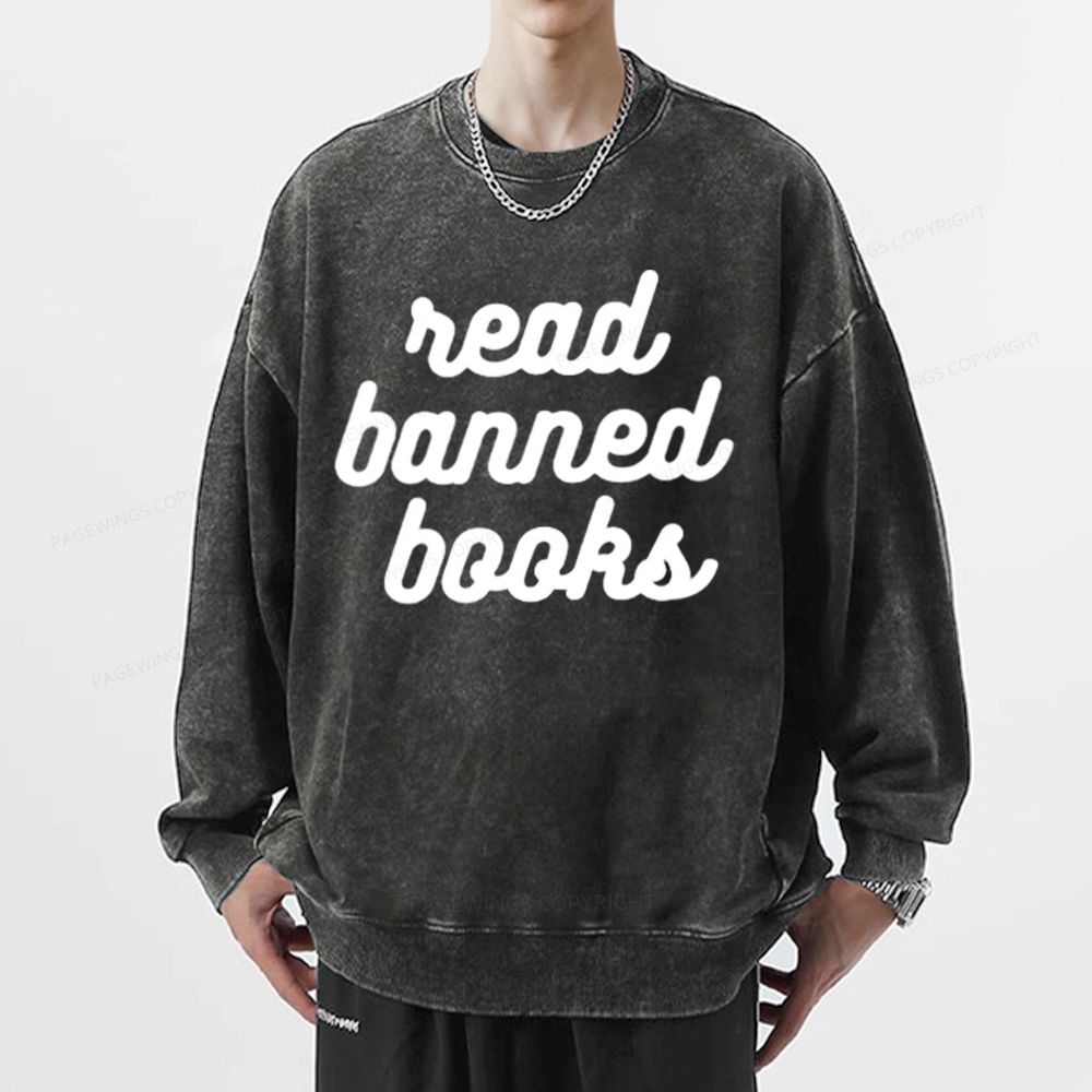 Pagewings Read Banned Books Unisex Tee Unisex Washed Sweatshirt