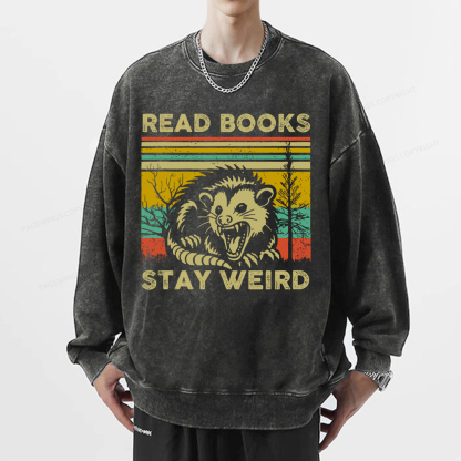 Pagewings Read Books Stay Weird Unisex Washed Sweatshirt