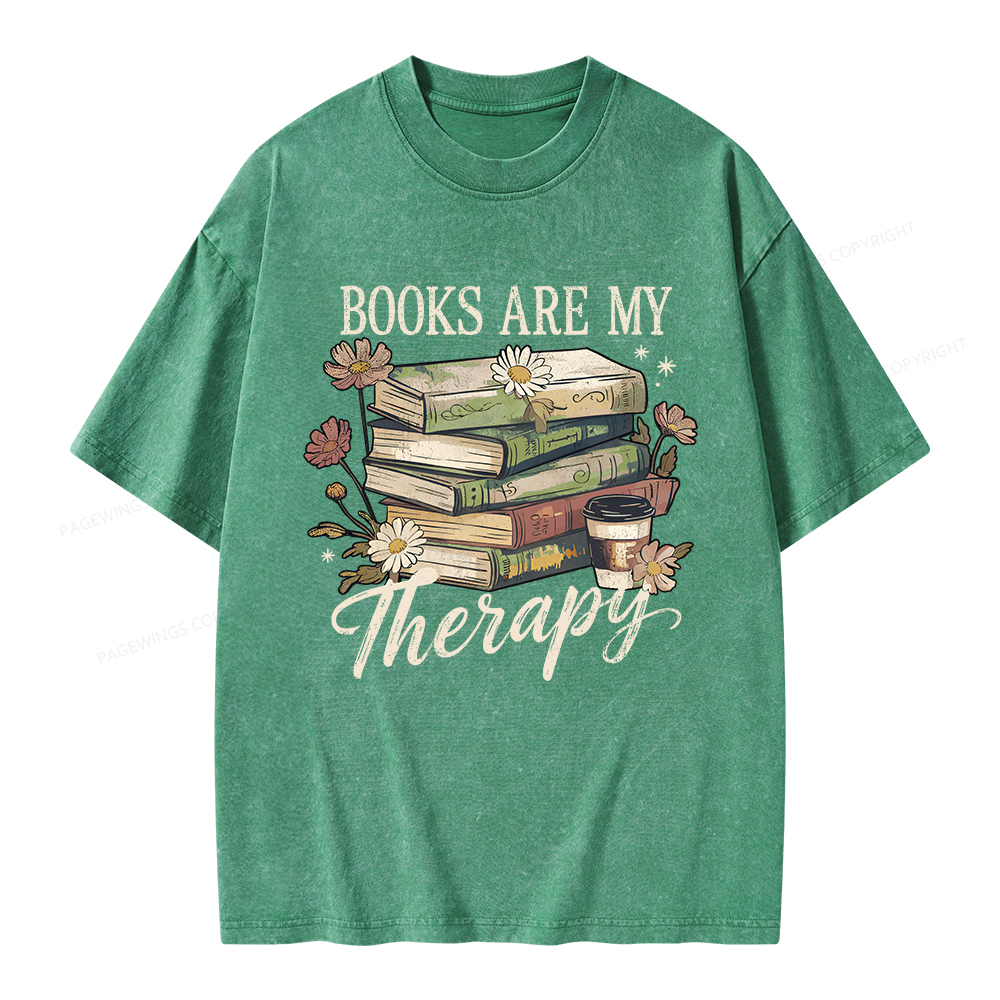 Pagewings Books Are My Therapy Unisex Washed T-shirt