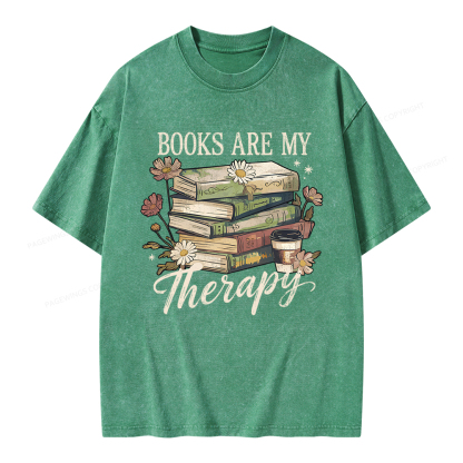 Pagewings Books Are My Therapy Unisex Washed T-shirt