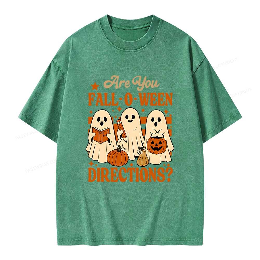 Pagewings Are You Fall O Ween Directions Unisex Washed T-shirt