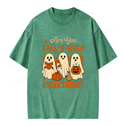 Pagewings Are You Fall O Ween Directions Unisex Washed T-shirt