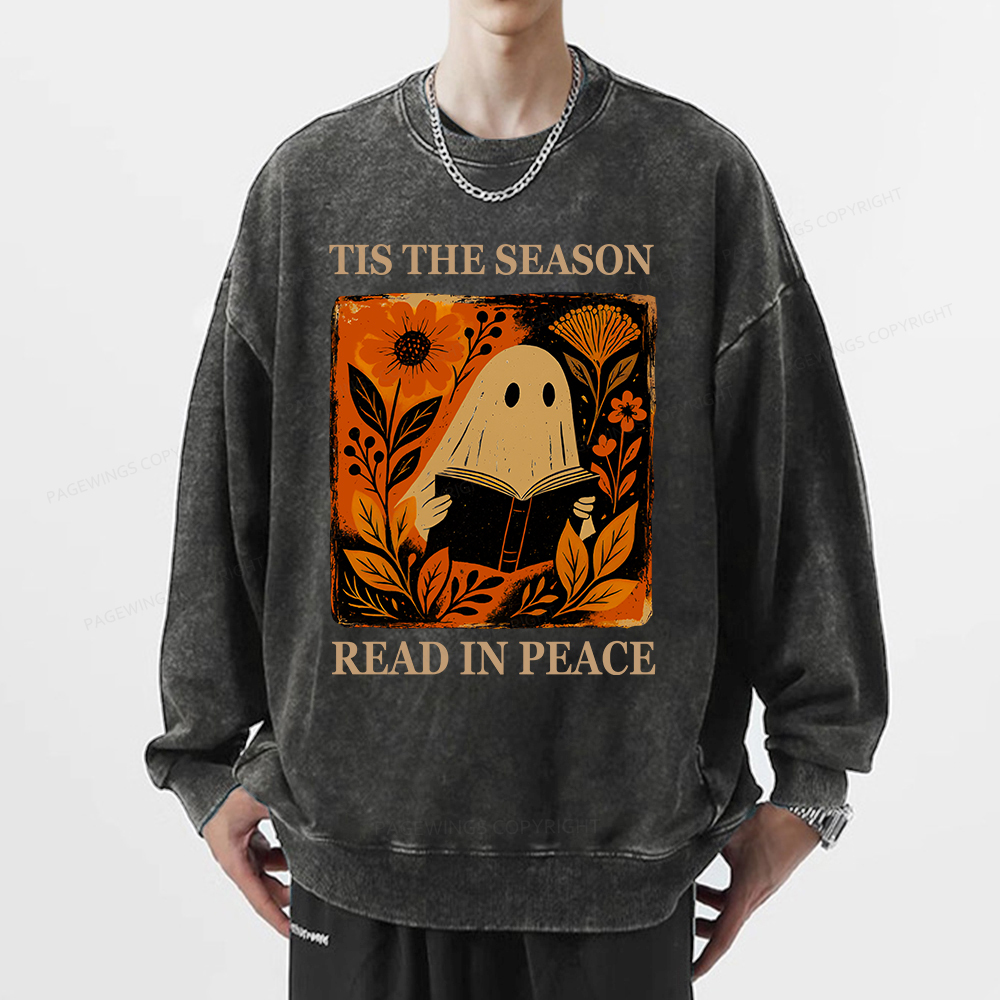 Pagewings Tis The Season Read In Peace Unisex Washed Sweatshirt
