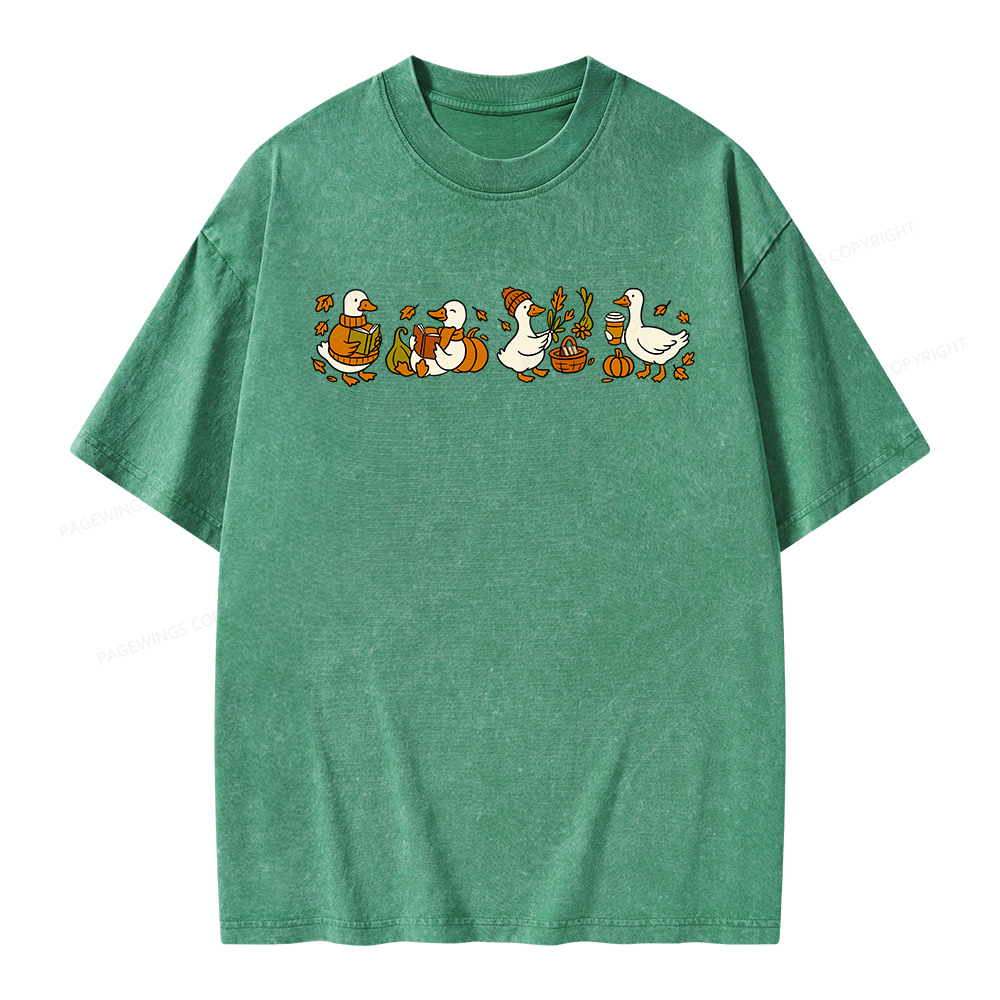 Pagewings Fall Goose Unisex Washed T-shirt