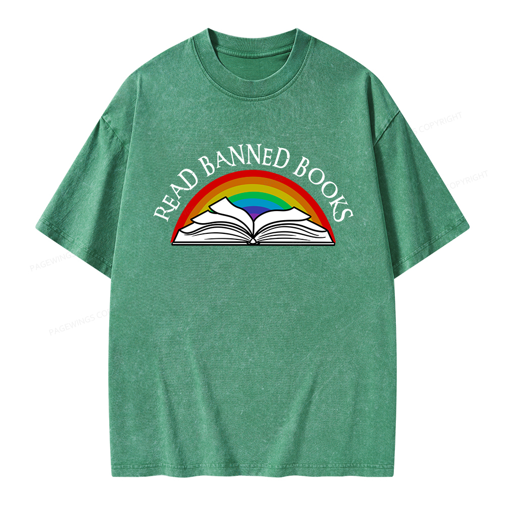 Pagewings Read Banned Books Unisex Washed T-shirt