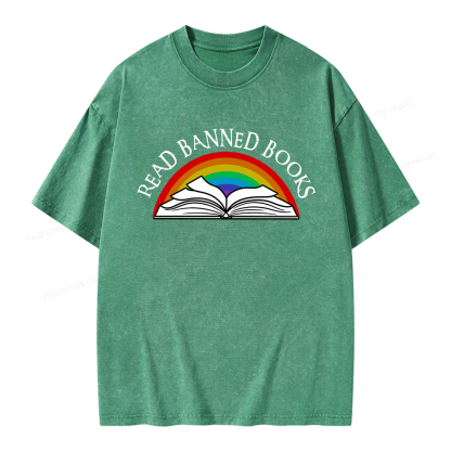 Pagewings Read Banned Books Unisex Washed T-shirt