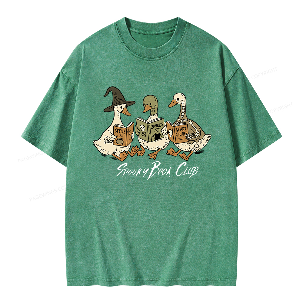 Pagewings Spooky Book Club Unisex Washed T-shirt