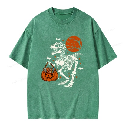Pagewings Dinosaur Halloween Unisex Washed T-shirt