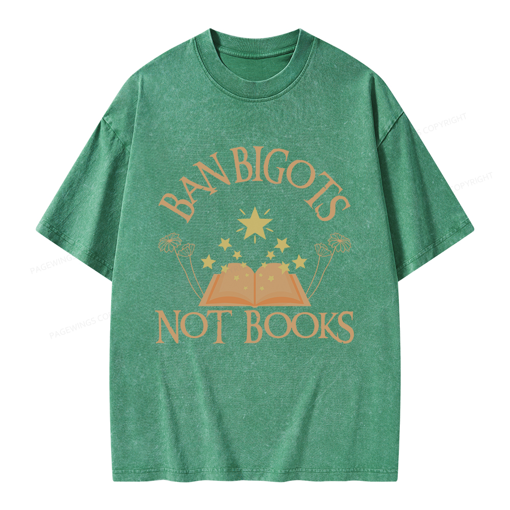 Pagewings Ban Bigots Not Books Unisex Washed T-shirt