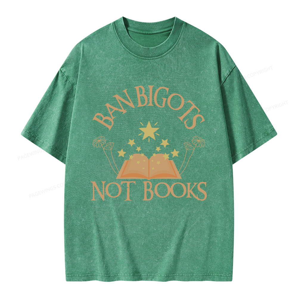 Pagewings Ban Bigots Not Books Unisex Washed T-shirt