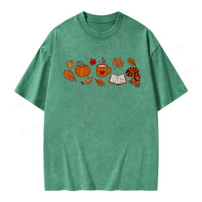 Pagewings Cozy Autumn With Books Unisex Washed T-shirt