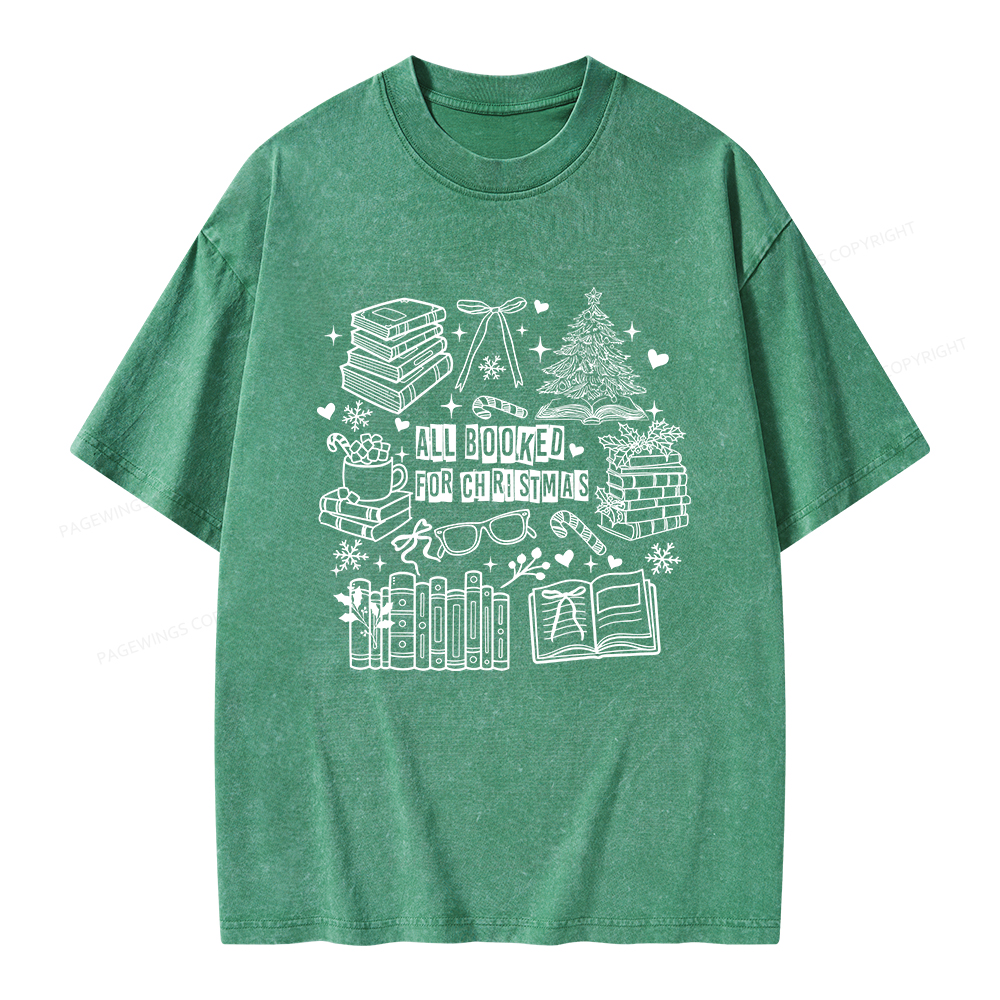 Pagewings All Booked For Christmas Unisex Washed T-shirt