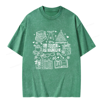 Pagewings All Booked For Christmas Unisex Washed T-shirt
