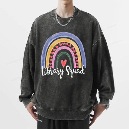 Pagewings Librarian Tee, Library Team Tee, Library Squad Shirt Unisex Washed Sweatshirt