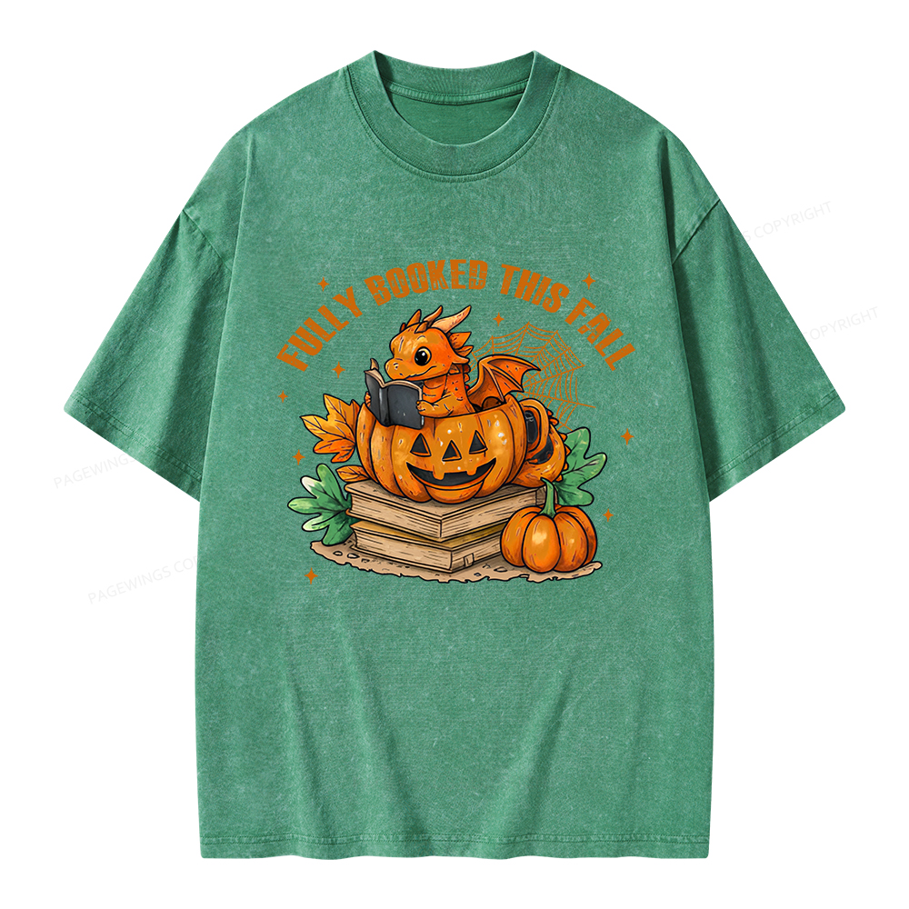 Pagewings Reading Dragon in Pumpkin Cup Unisex Washed T-shirt