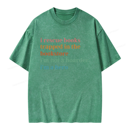 Pagewings I Rescue Books Trapped In The Bookstore Unisex Washed T-shirt
