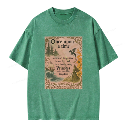 Pagewings Once Upon a Time Book Unisex Washed T-shirt