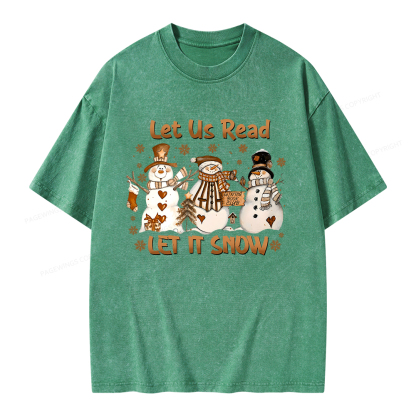 Pagewings Let It Snow Let Us Read Unisex Washed T-shirt