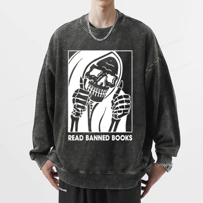 Pagewings Read Banned Books Unisex Washed Sweatshirt