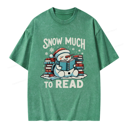 Pagewings Snow Much To Read Unisex Washed T-shirt