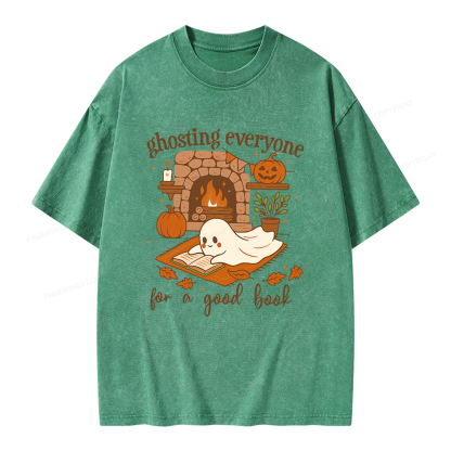 Pagewings Ghosting Everyone For A Good Book Unisex Washed T-shirt