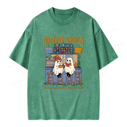 Pagewings Gilmore Ghouls Unisex Washed T-shirt