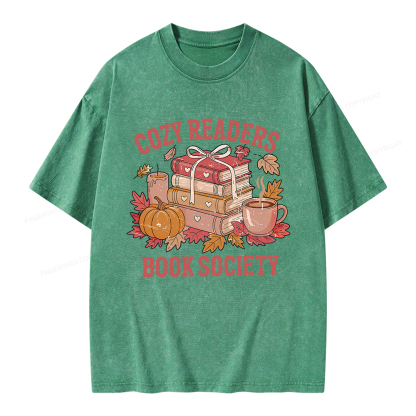 Pagewings Cozy Readers Book Society Unisex Washed T-shirt