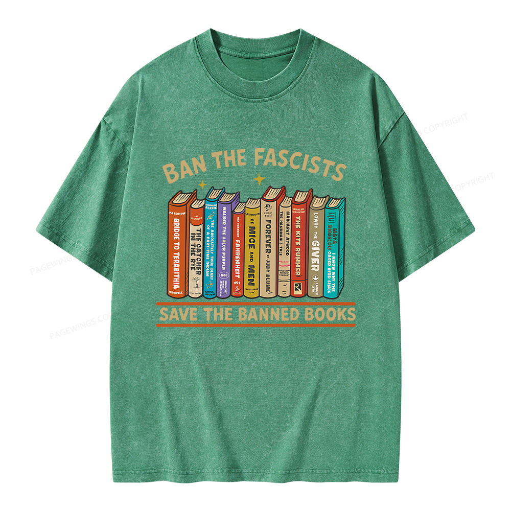 Pagewings Ban The Fascist Save The Banned Books Unisex Washed T-shirt