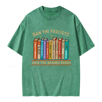 Pagewings Ban The Fascist Save The Banned Books Unisex Washed T-shirt
