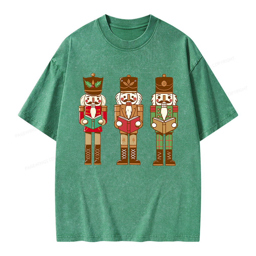 Pagewings Christmas Nutcracker Reading Books Unisex Washed T-shirt