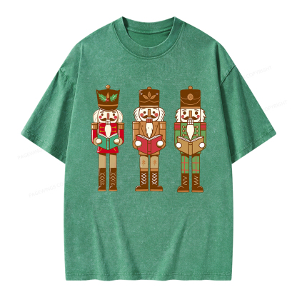 Pagewings Christmas Nutcracker Reading Books Unisex Washed T-shirt