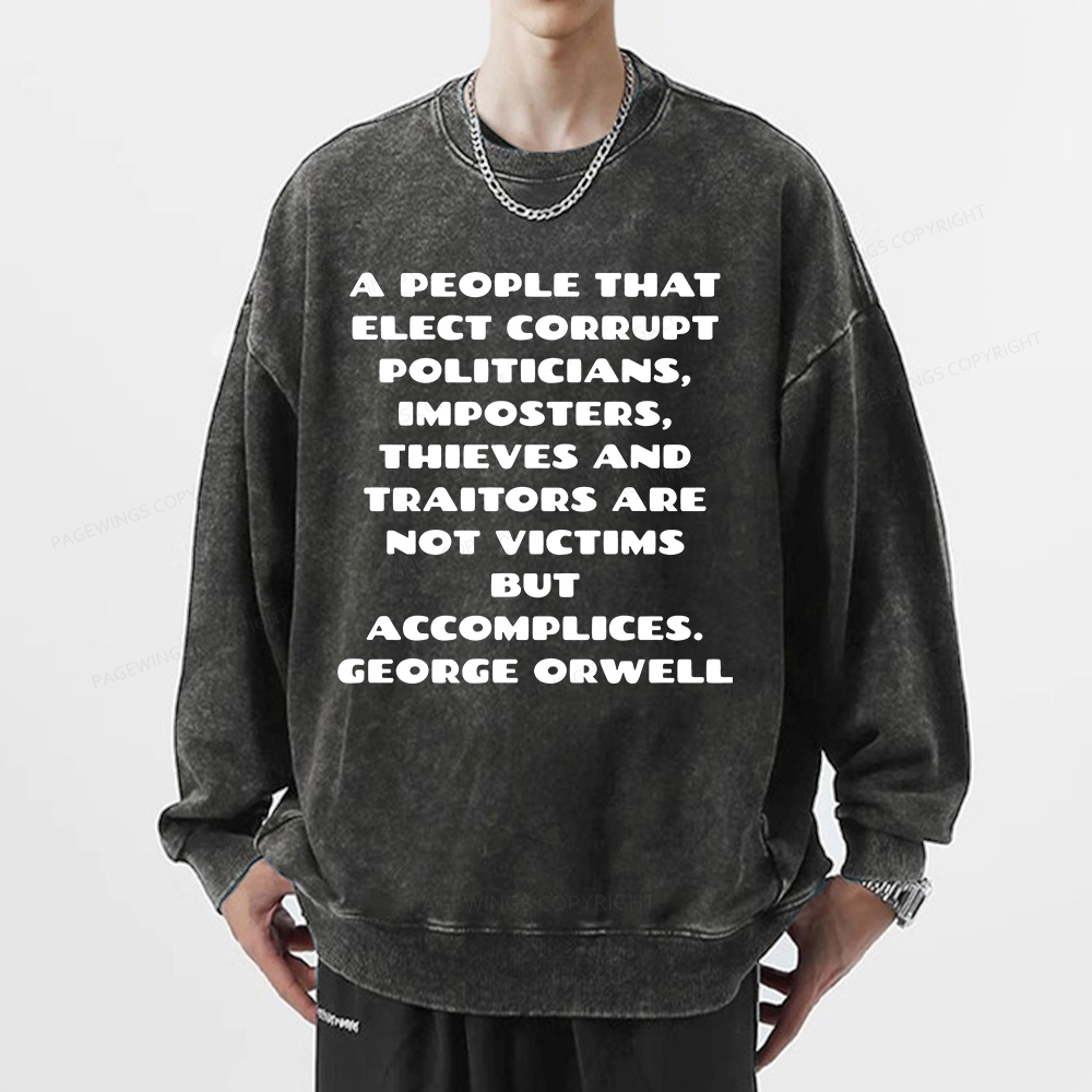Pagewings A People That Elect Corrupt Politicians Unisex Washed Sweatshirt