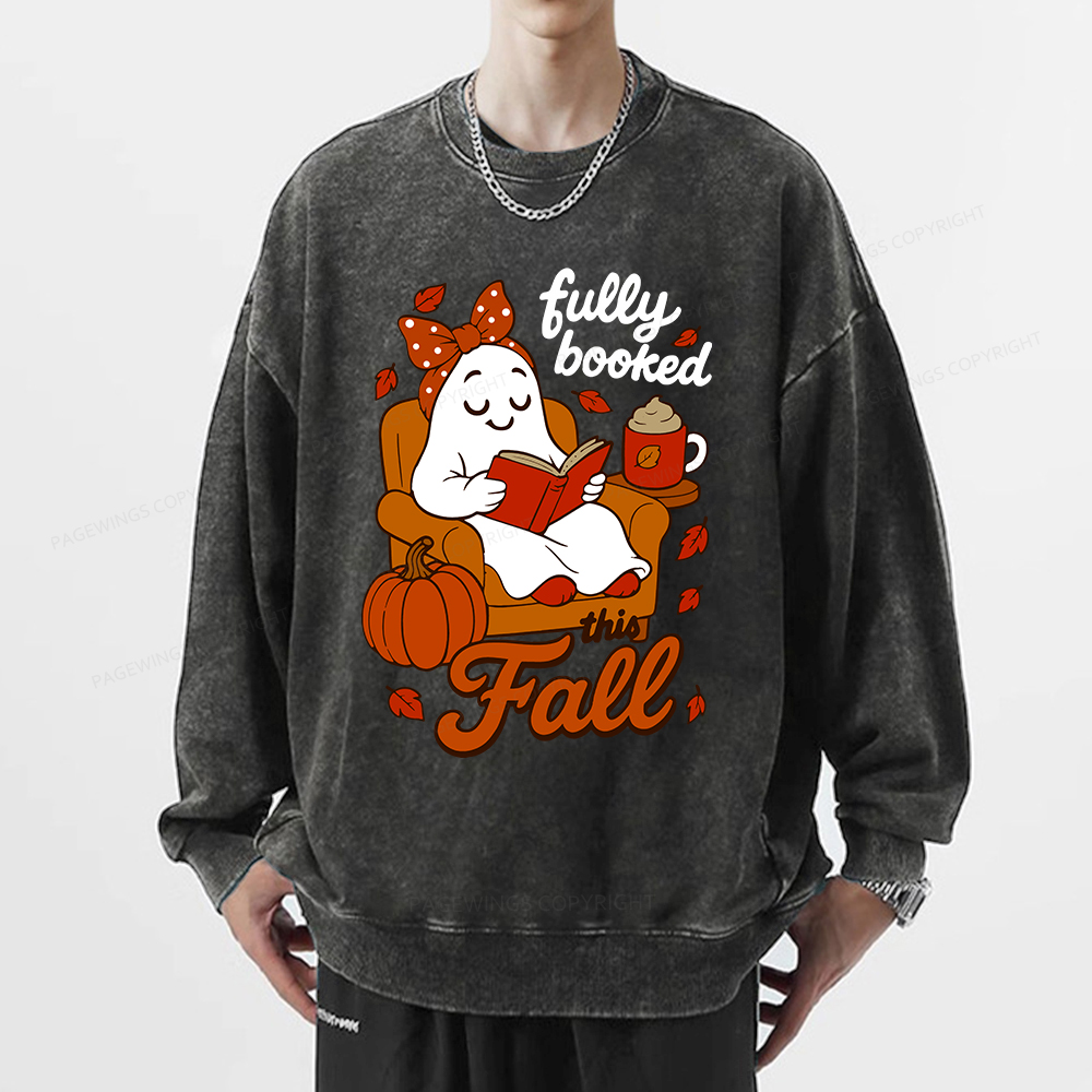 Pagewings All Booked For Fall Unisex Washed Sweatshirt