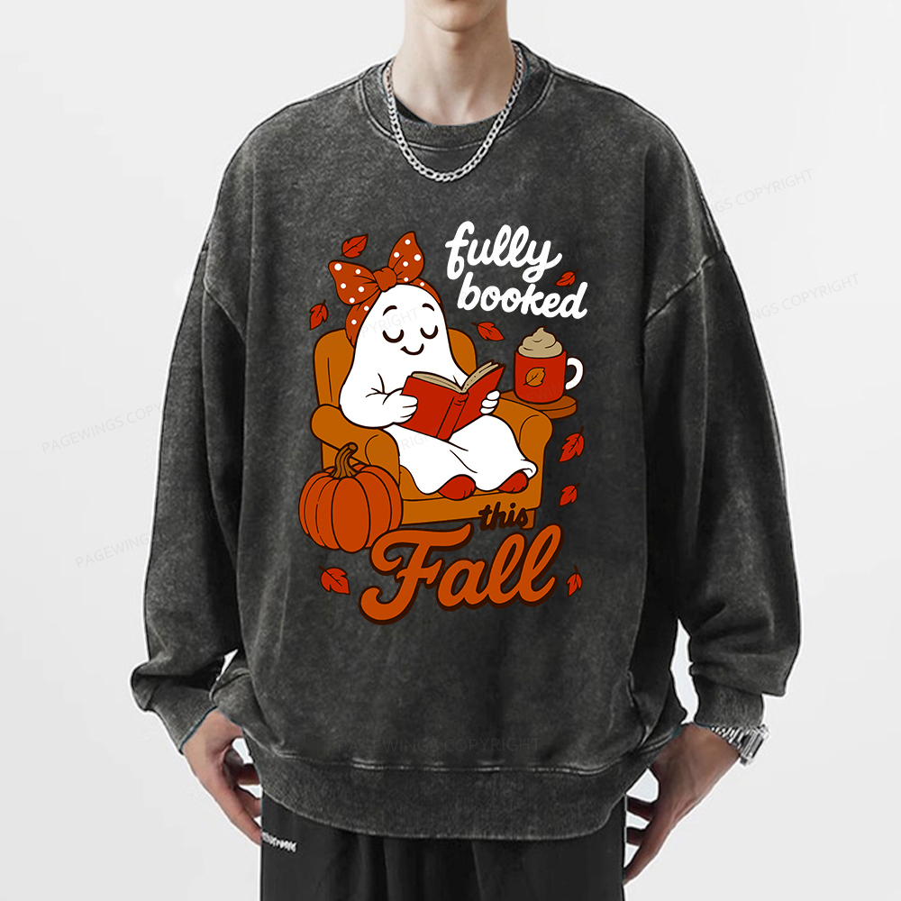 Pagewings All Booked For Fall Unisex Washed Sweatshirt