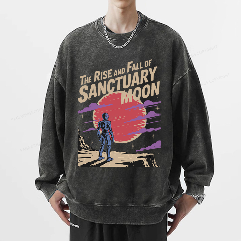 Pagewings The Rise And Fall Of Sanctuary Moon Unisex Washed Sweatshirt