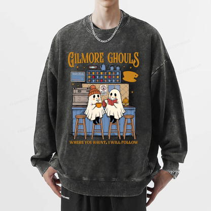 Pagewings Gilmore Ghouls Unisex Washed Sweatshirt